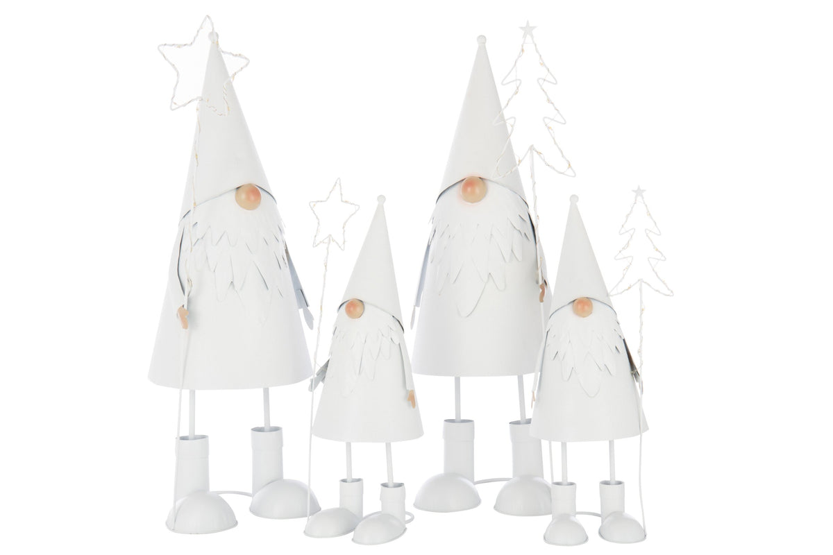 Santa Claus LED Star + Tree Metal White Large Assortment Of 2