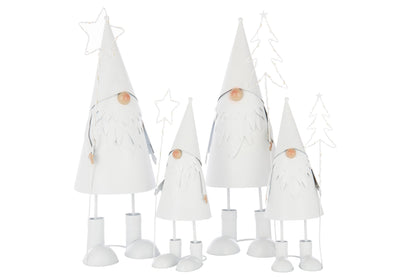 Santa Claus LED Star + Tree Metal White Large Assortment Of 2