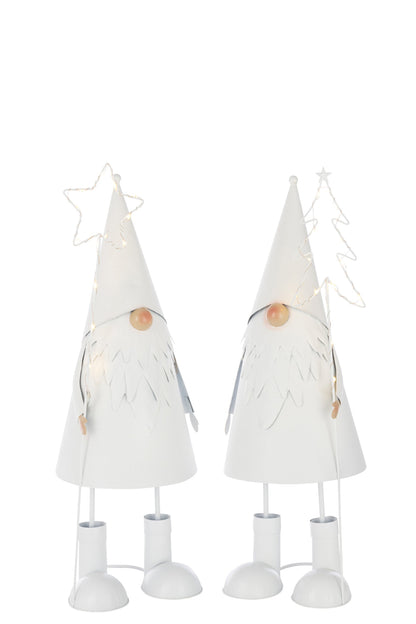 Santa Claus LED Star + Tree Metal White Large Assortment Of 2
