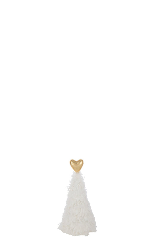 Christmas Tree Gold Heart Polyester White/Gold Extra Small