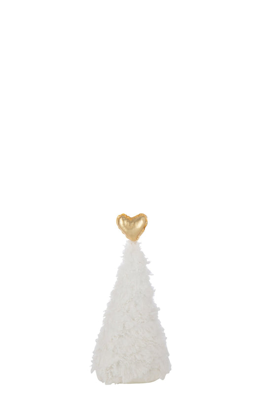Christmas Tree Gold Heart Polyester White/Gold Small
