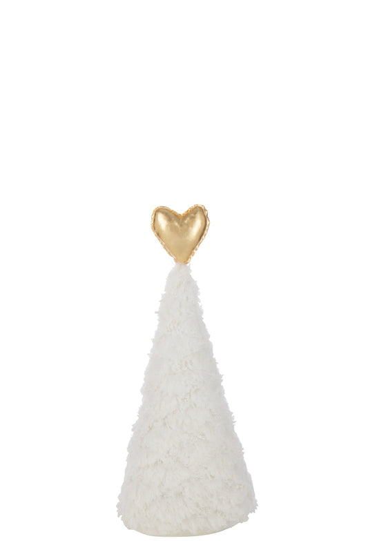 Christmas Tree Gold Heart Polyester White/Gold Medium