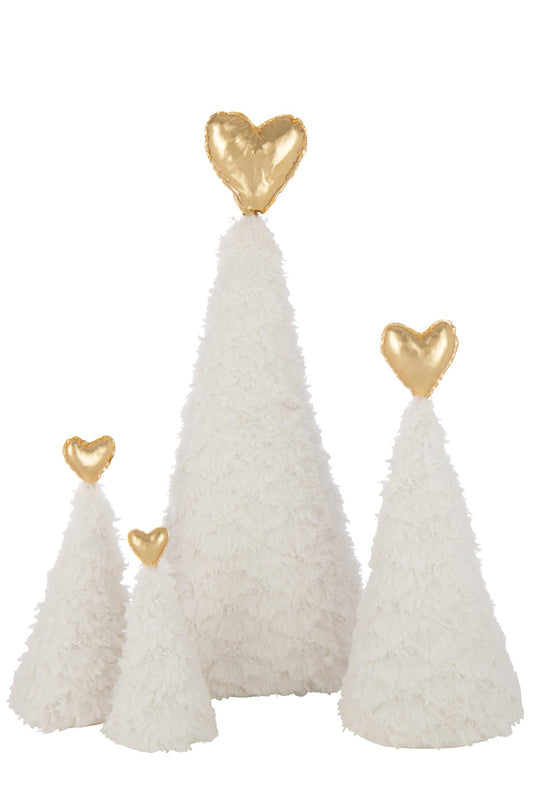 Christmas Tree Gold Heart Polyester White/Gold Large