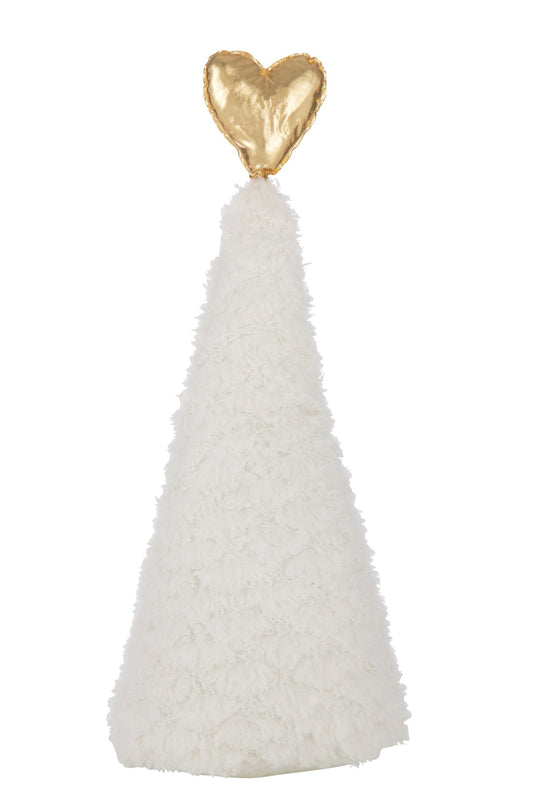 Christmas Tree Gold Heart Polyester White/Gold Large