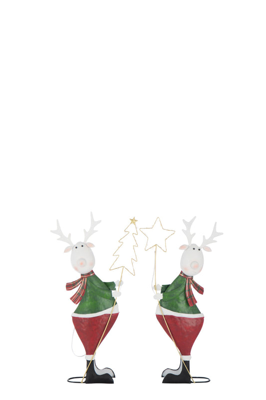 Reindeer LED Star+Tree Metal Multicolored Small Assortment Of 2