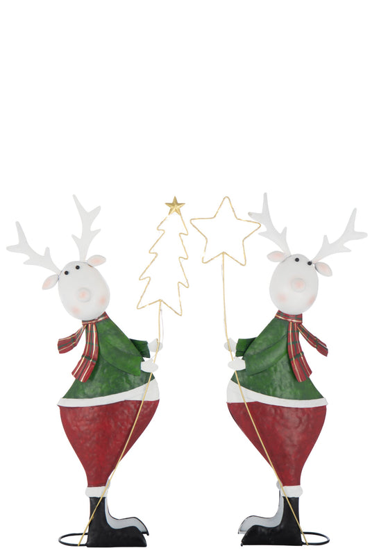Reindeer LED Star+Tree Metal Multicolored Large Assortment Of 2