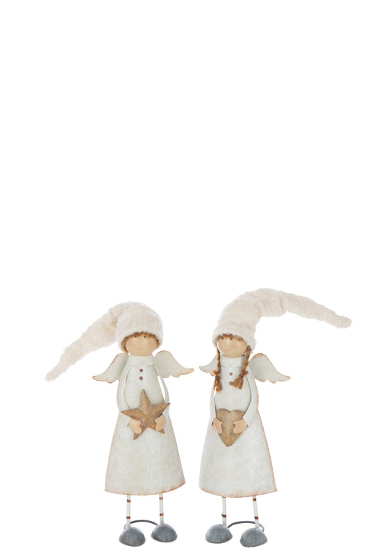 Angel Heart + Star Metal Off-White Medium Assortment Of 2