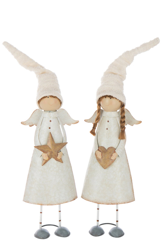 Angel Heart + Star Metal Off-White Large Assortment Of 2