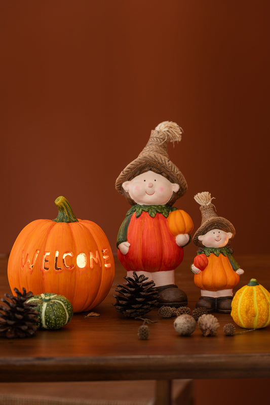 Child Pumpkin Clay Orange/Dark Orange Small Assortment Of 2