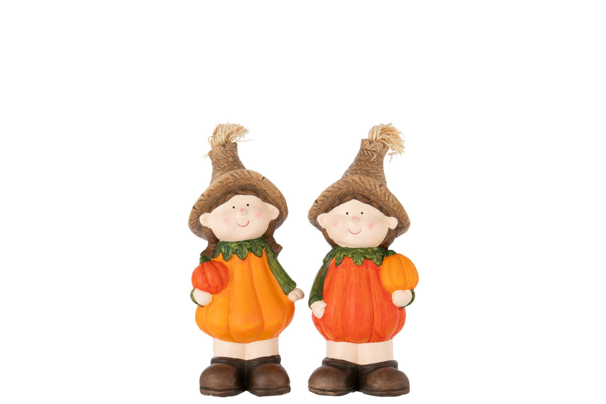 Child Pumpkin Clay Orange/Dark Orange Large Assortment Of 2