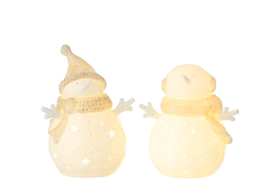 Snowman LED Stars Clay White/Beige Large Assortment Of 2
