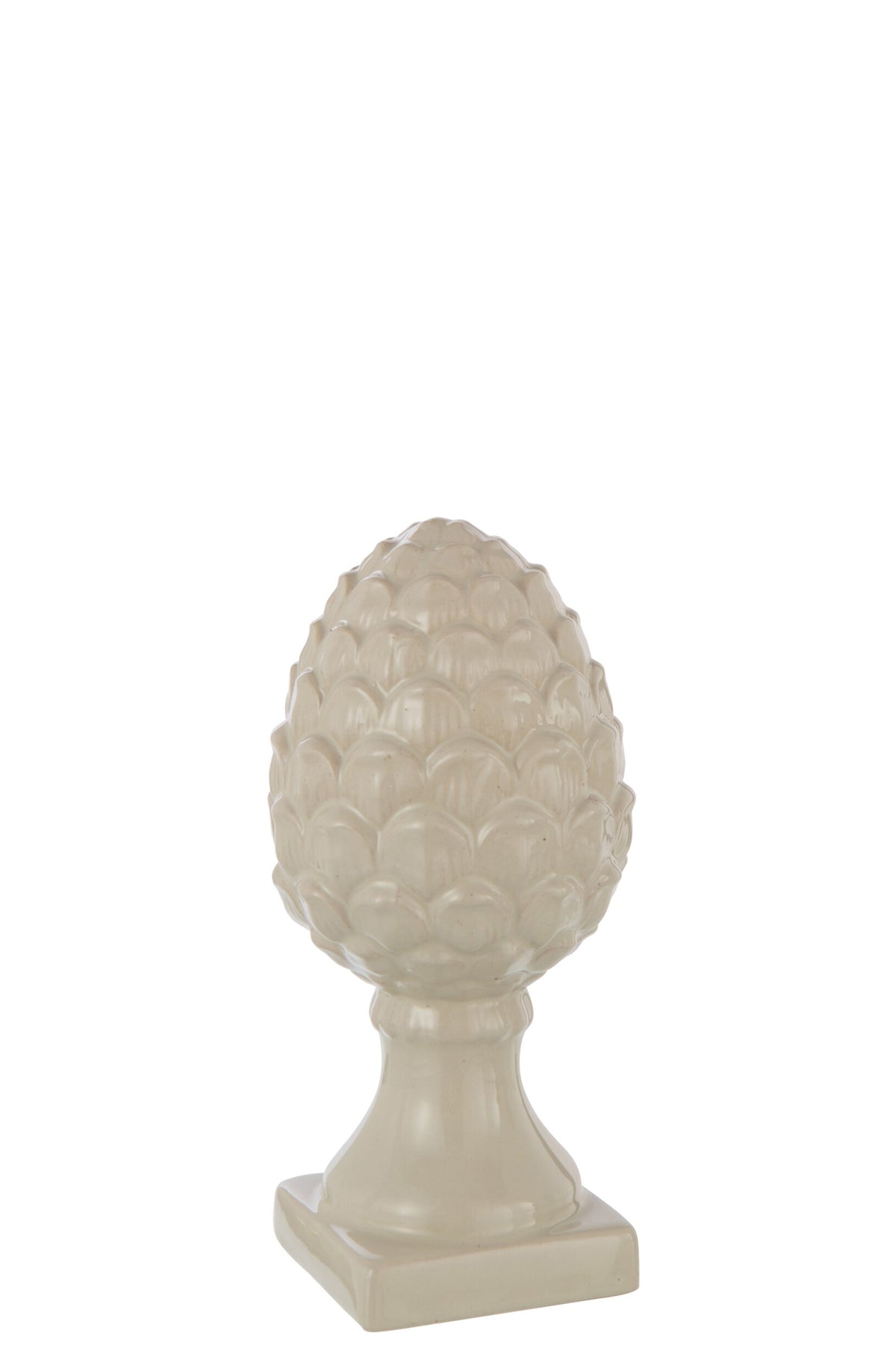 Pinecone On Base Shiny Porcelain Beige Medium