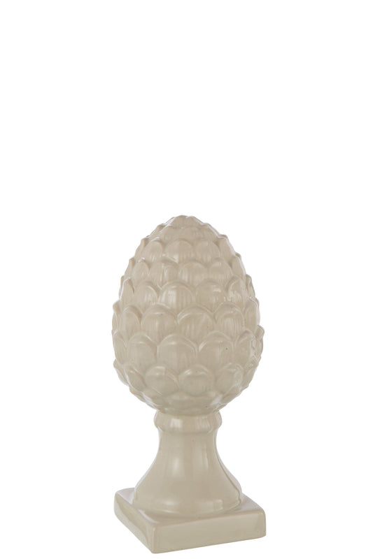 Pinecone On Base Shiny Porcelain Beige Medium