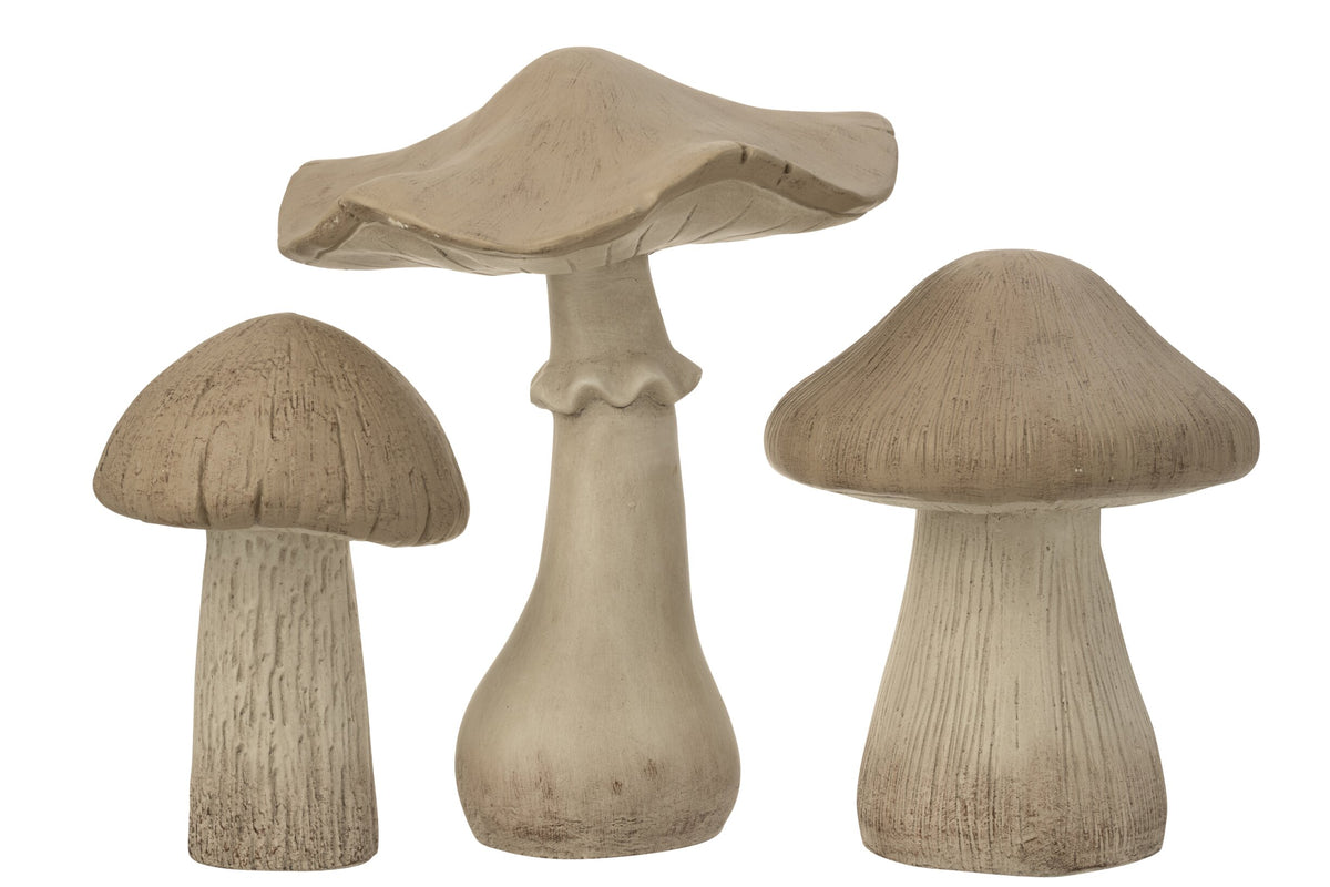 Set Of 3 Mushroom Matt Magnesium Grey