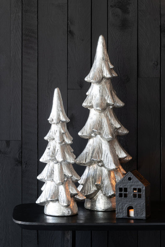 Christmas Tree Round Base Magnesium Silver Colored Small