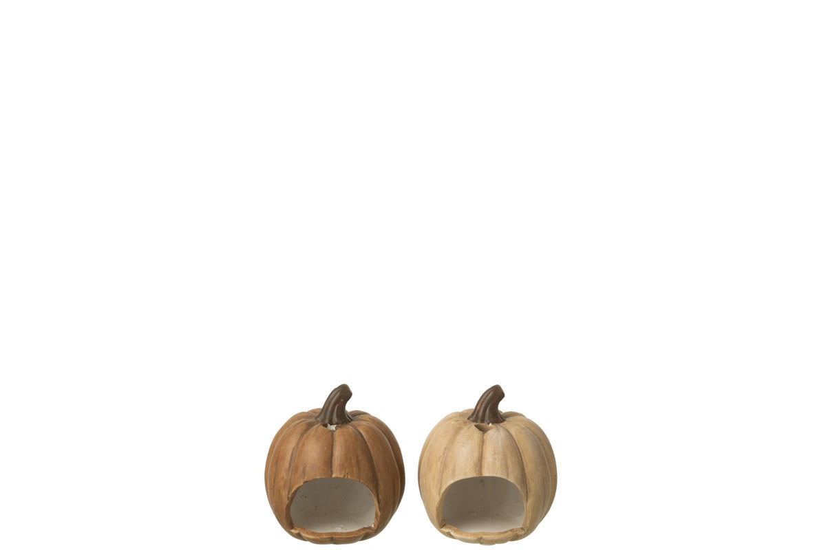 Kaarshouder Pompoen Welkom Klei Caramel Small Assortiment Van 2