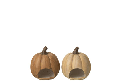Kaarshouder Pompoen Welkom Klei Caramel Large Assortiment Van 2