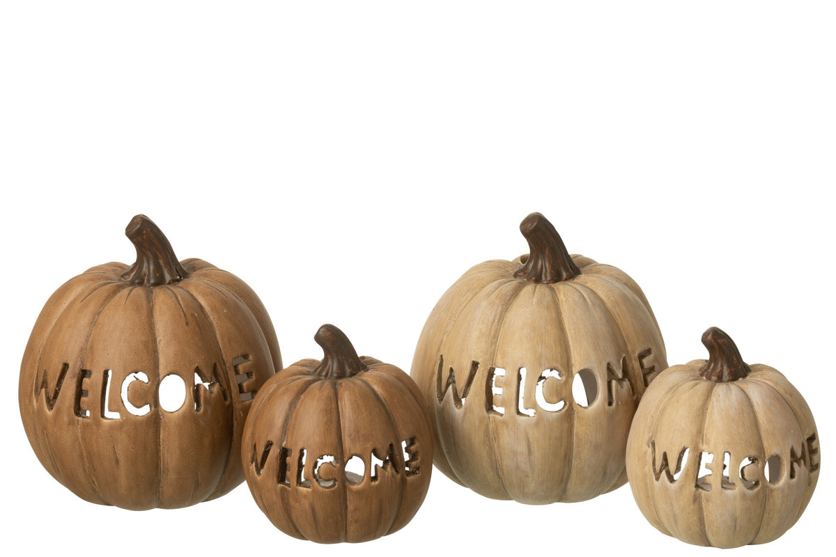 Kaarshouder Pompoen Welkom Klei Caramel Large Assortiment Van 2