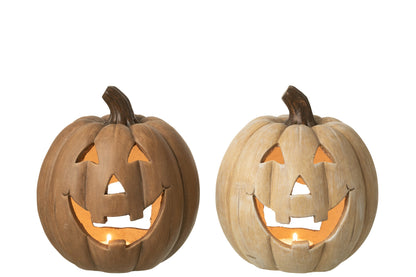 Kaarshouder Pumpkin Halloween Klei Caramel Assortment Van 2
