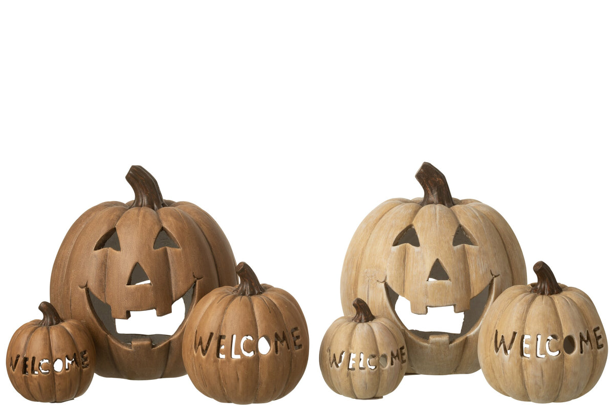 Kaarshouder Pumpkin Halloween Klei Caramel Assortment Van 2