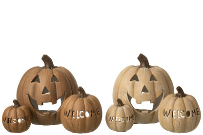 Kaarshouder Pumpkin Halloween Klei Caramel Assortment Van 2