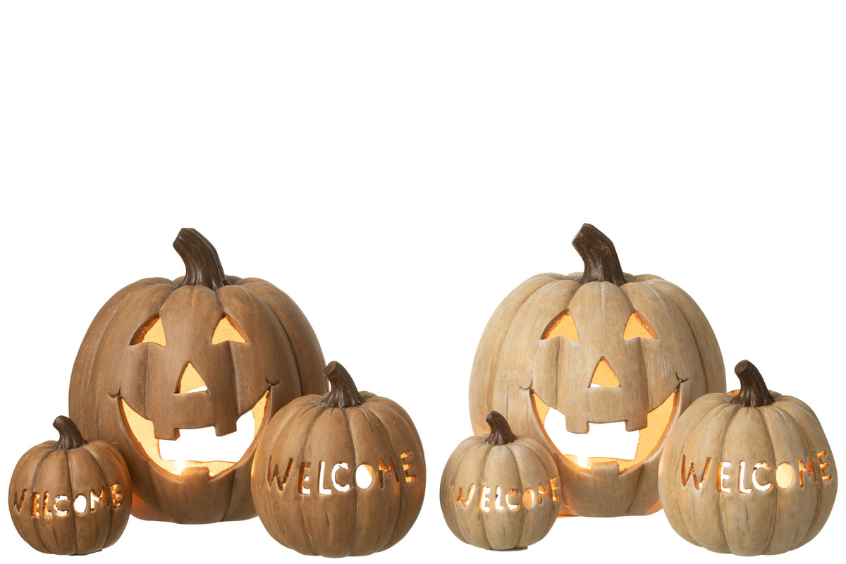 Kaarshouder Pumpkin Halloween Klei Caramel Assortment Van 2