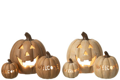 Kaarshouder Pumpkin Halloween Klei Caramel Assortment Van 2