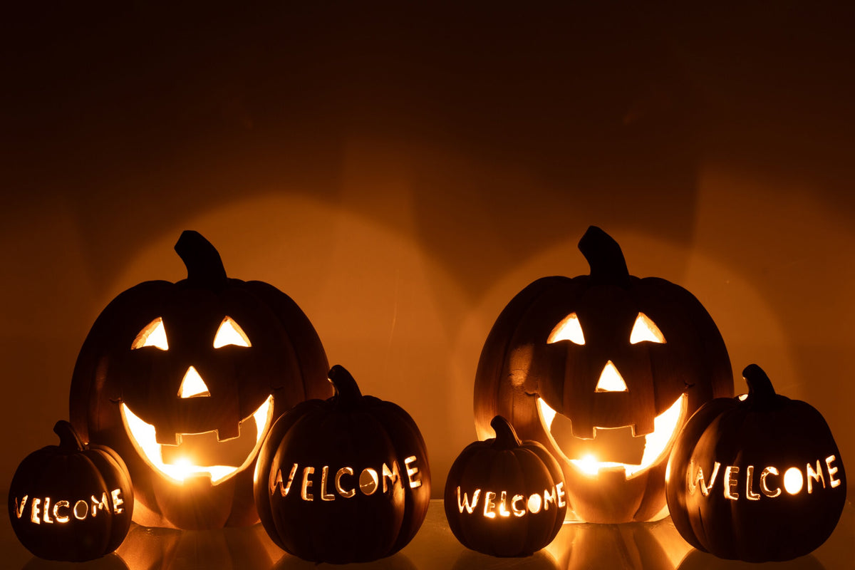 Kaarshouder Pumpkin Halloween Klei Caramel Assortment Van 2