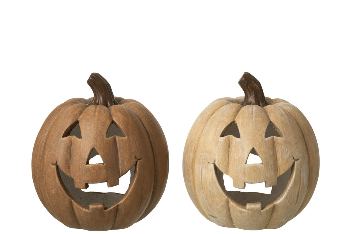 Kaarshouder Pumpkin Halloween Klei Caramel Assortment Van 2