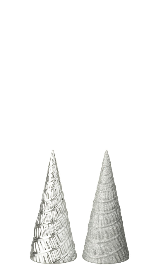 Tree Plastic Silver Colored Assortment Of 2