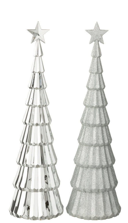 Tree + Star Plastic Silver Colored Assortment Of 2