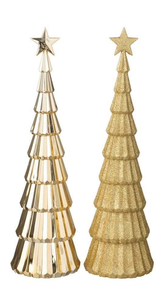 Tree + Star Plastic Gold Colored Assortment Of 2