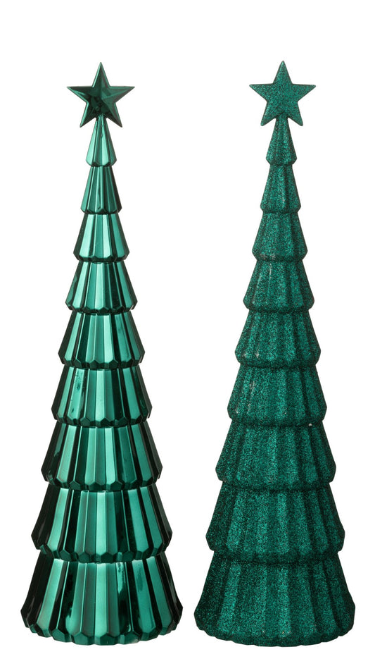 Tree + Star Plastic Dark Green Assortment Of 2