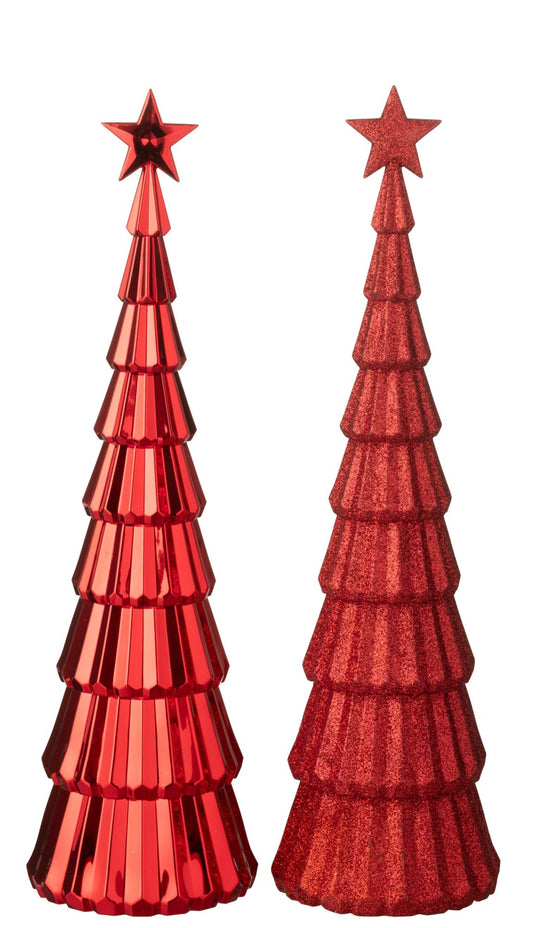 Tree + Star Plastic Christmas Red Assortment Of 2