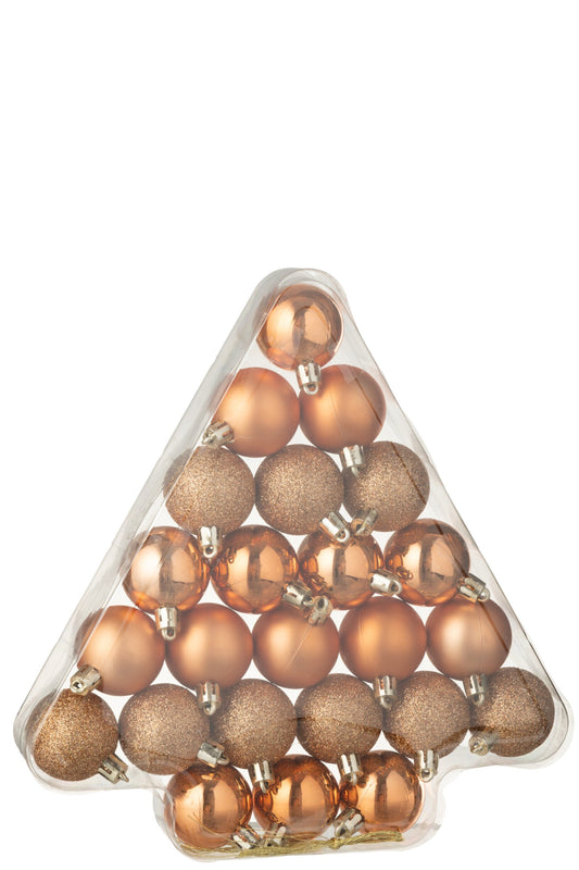 Box Of 24 Christmas Bauble Plastic Orange