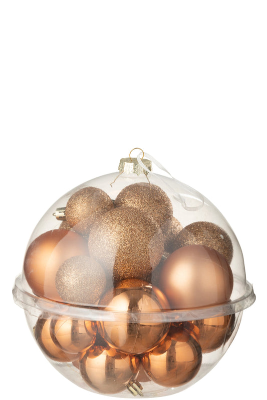 Box Of 24 Christmas Bauble Plastic Orange