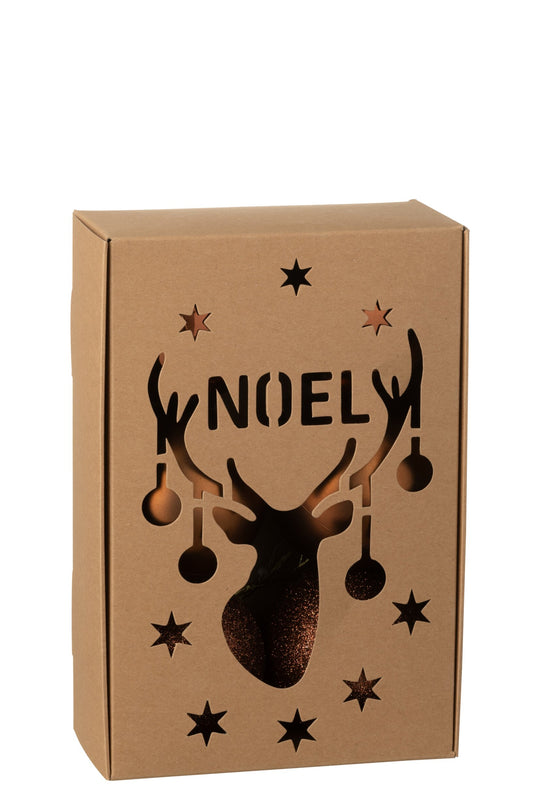 Box Of 6 Christmas Bauble Plastic Dark Brown