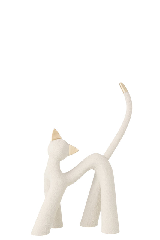 Cat Modern Resin Light Grey/Gold Colored Small