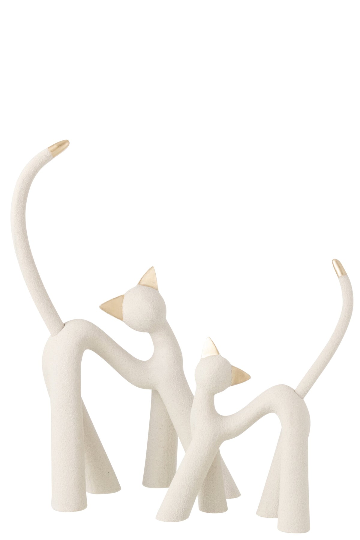 Cat Modern Resin Light Grey/Gold Colored Large