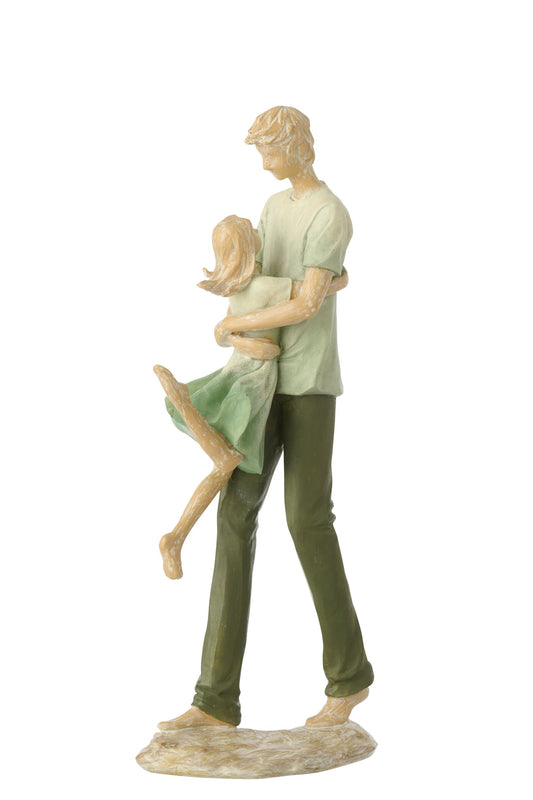 Father + Child Polyresin Green/Ecru