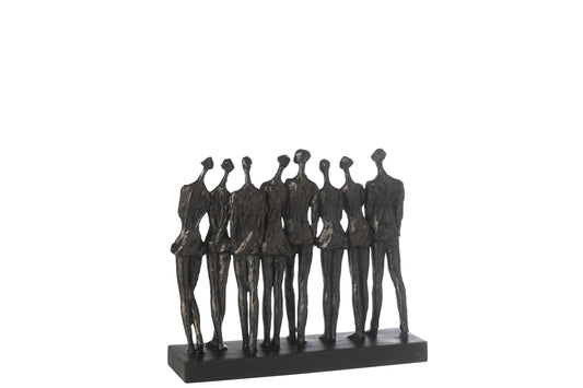 Figure On Base 8 People Resin Black Small