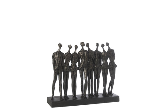 Figure On Base 8 People Resin Black Small
