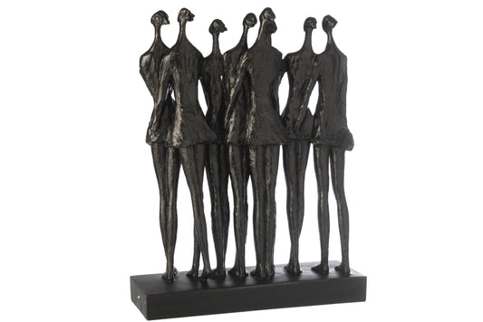 Figure On Base 8 People Resin Black Large