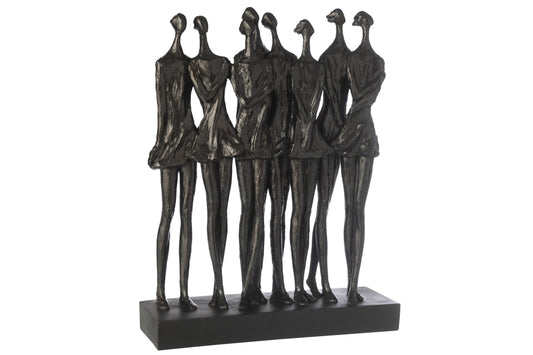 Figure On Base 8 People Resin Black Large