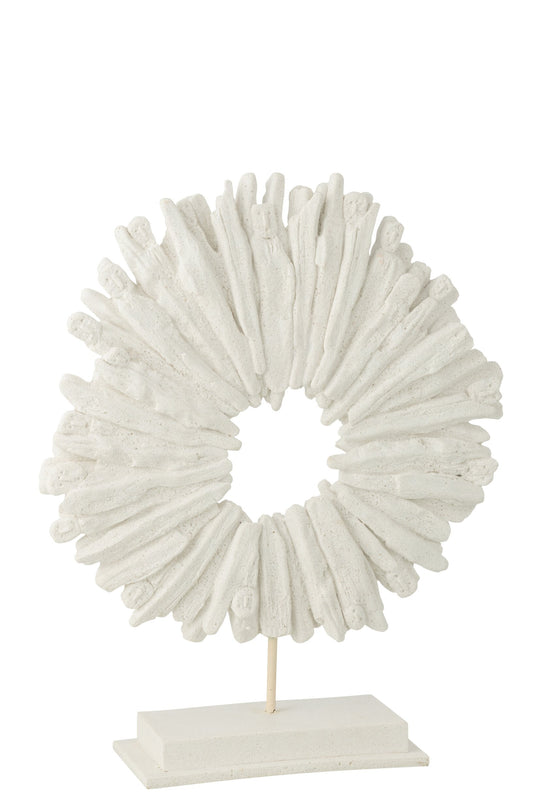 Circle Round Polyresin White