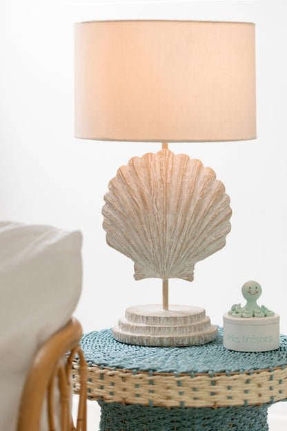 Table lamp shell polyresin white/natural