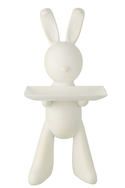 Decorative Tray Rabbit Polyresin White