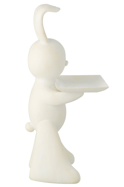 Decorative Tray Rabbit Polyresin White