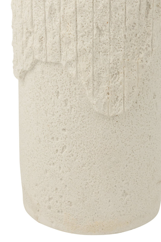 Pedestal Rocky Relief Polyresin White Small