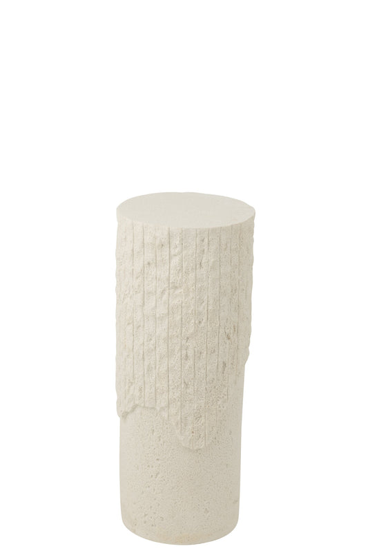 Pedestal Rocky Relief Polyresin White Small